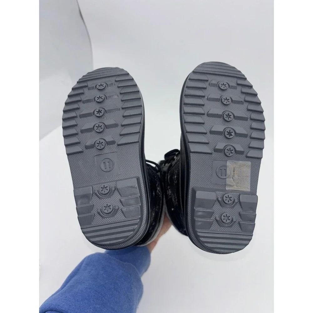 MISHANSA‎ New Kids Snow Boots Black Fur Waterproof Winter Snow Shoe Toddler 11